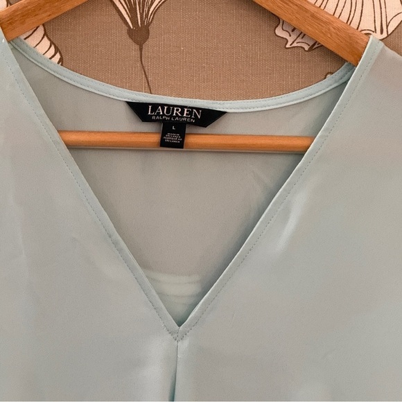 Ralph Lauren Aqua V-Neck Cap Sleeve Blouse Large - Picture 3 of 5